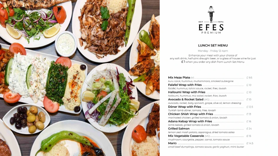 Efes menu With Prices